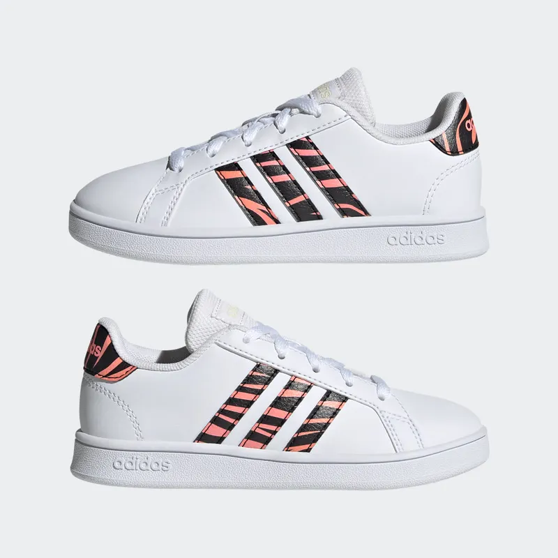 Adidas Grand Court Tiger-Print Cloud White / Core Black / Acid Red (GZ1067)
