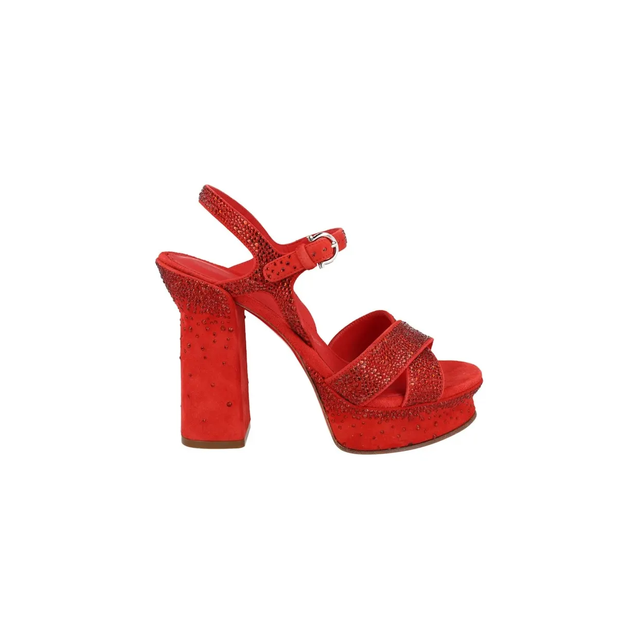 Ferragamo Sonya Suede Platform Sandals Red (01E915-761475)