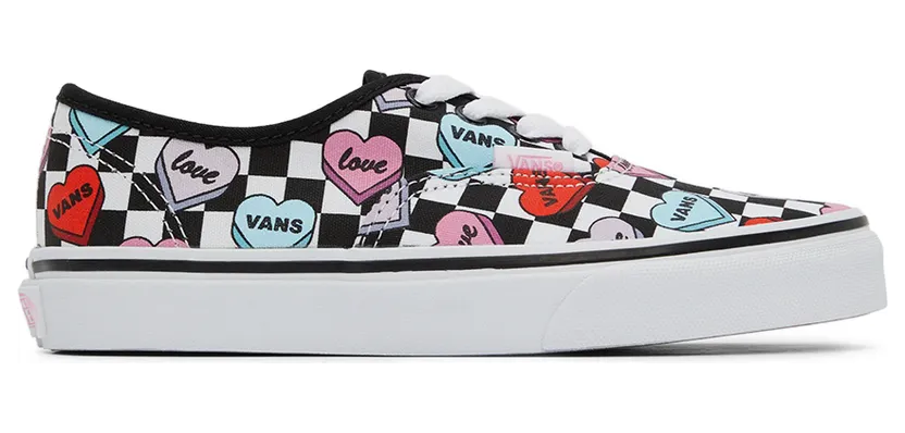 Vans Kids Black & White Candy Hearts Authentic Little Kids Sneakers (VN0A3UIVABY1)