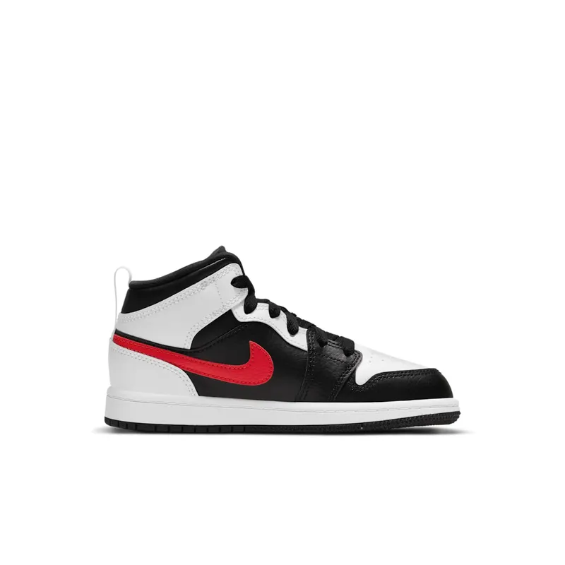 Jordan 1 Mid White Black Chile Red (PS) (640734-075)