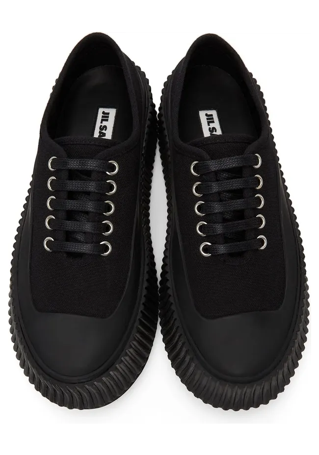 Jil Sander Black Canvas Platform Sneakers (JS36072A_14042) (5)