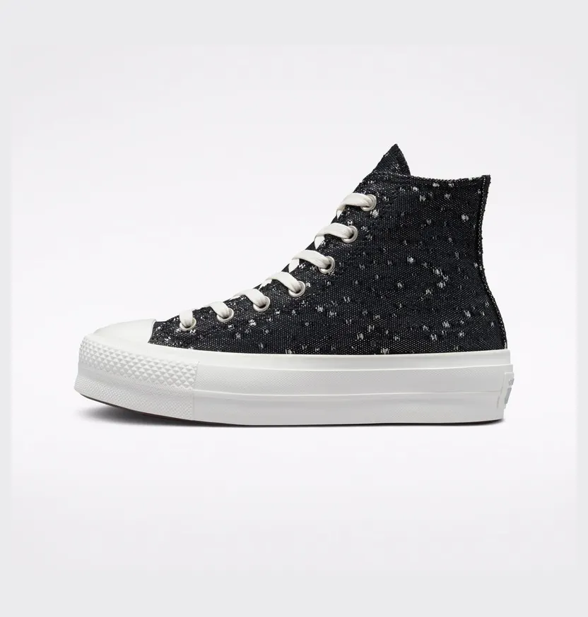 Converse Chuck Taylor All Star Lift Platform Textured Shine Zwart/pure Silver (A03727C)