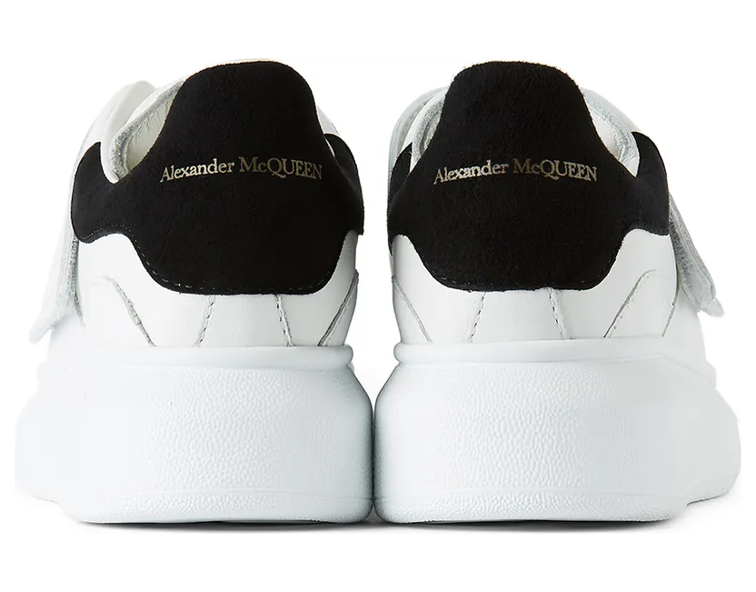Alexander McQueen Kids White & Black Suede Tab Velcro Oversized Sneakers (587693 WHX12) (2)