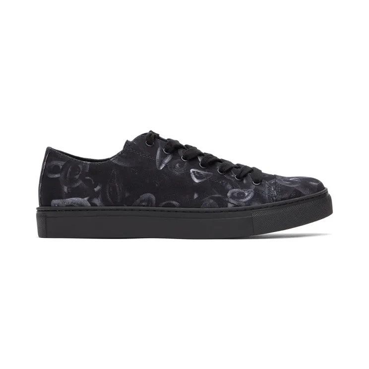 Yohji Yamamoto Black Canvas Eye Print Low-Top Sneakers (HD-E04-063)