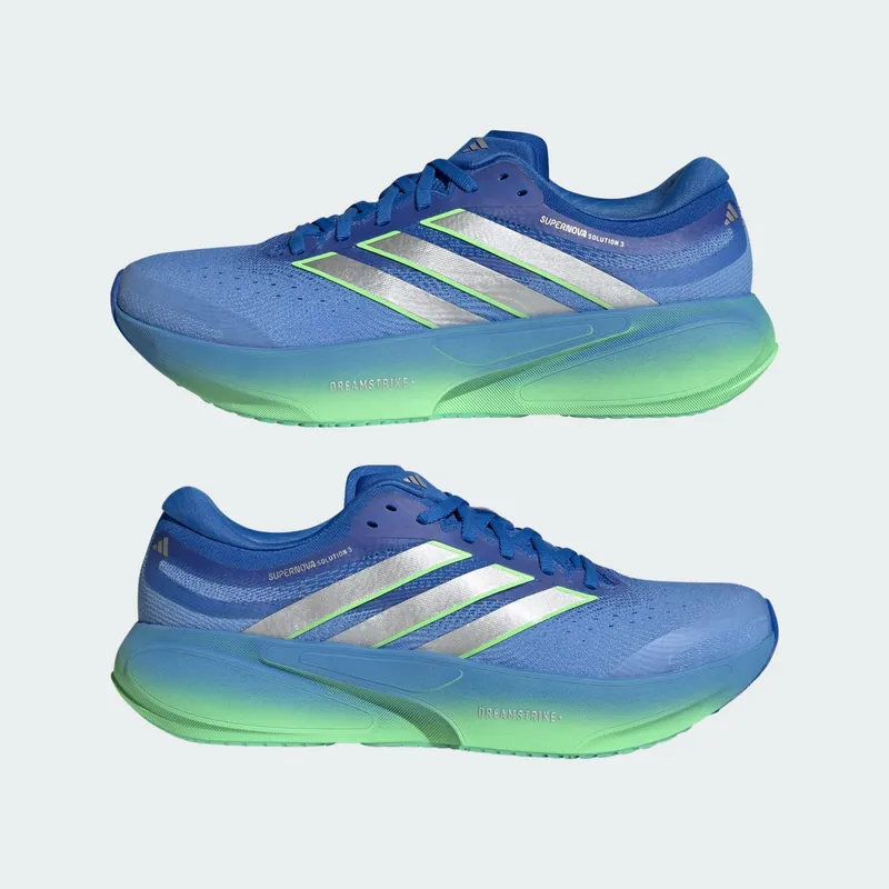Adidas SUPERNOVA SOLUTION 3 Running Shoes Lucky Blue / Silver Metallic / Lime Burst (JR7399)