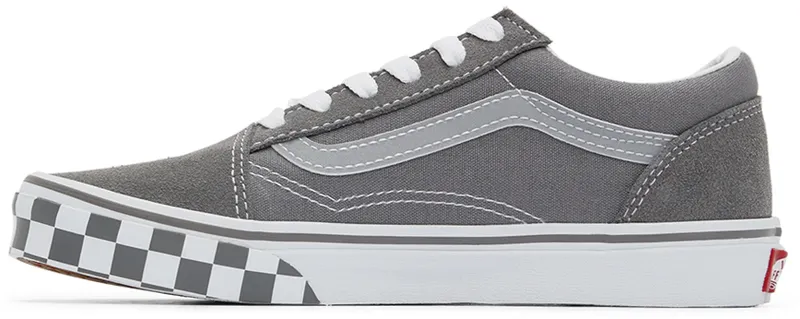 Vans Kids Grey Checkerboard Old Skool Little Kids (VN0A7Q5FAC11)