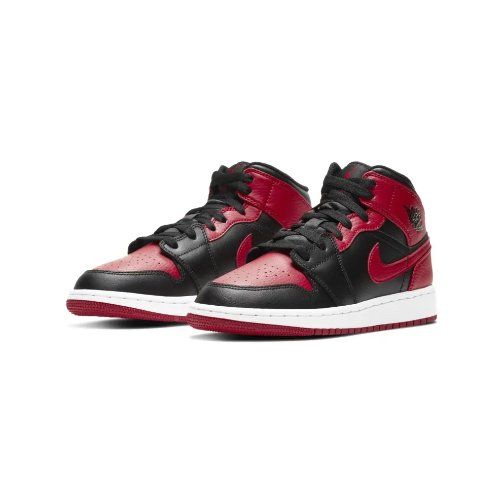 Jordan 1 Mid Banned 2020 (GS) Black/University Red-Black-White (554725-074)
