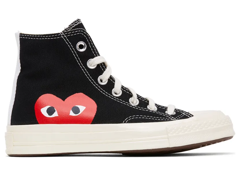 Comme des Garçons Play Black Converse Edition Half Heart Chuck 70 High Sneakers (K112)