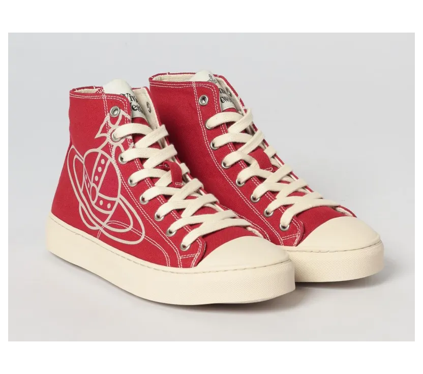 Vivienne Westwood Orb Print Cotton Plimsoll Sneakers Red (75010001WW0004H406)