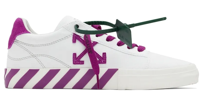 Off-White White & Purple Vulcanized Low-Top Sneakers (OWIA178S22FAB0010132)