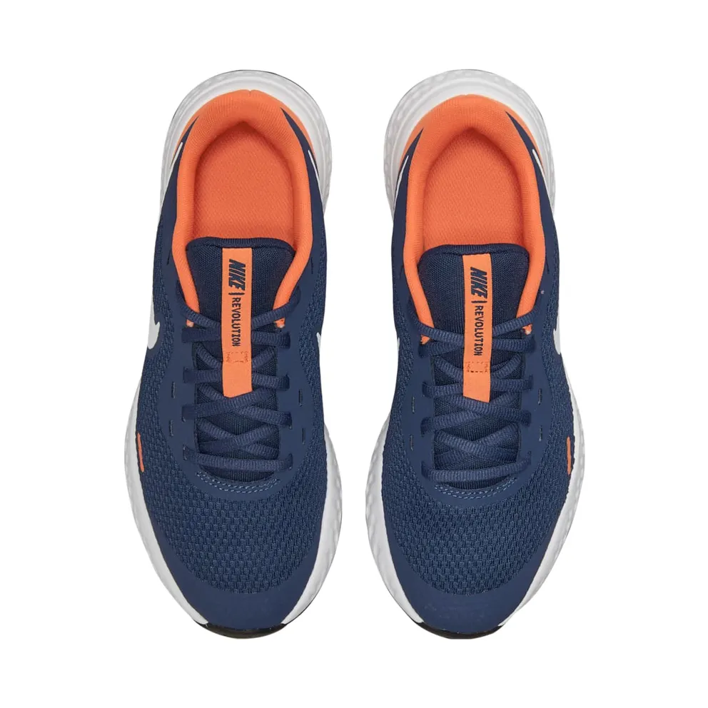 Nike Revolution 5 Blue “Midnight Navy / Orange / White” (BQ5671-410)