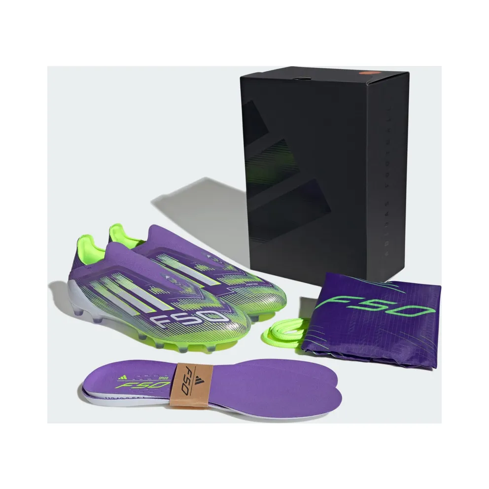 adidas F50 Elite Laceless Artificial Grass Boots “Purple Rush / Cloud White / Lucid Lemon” (JR5364)