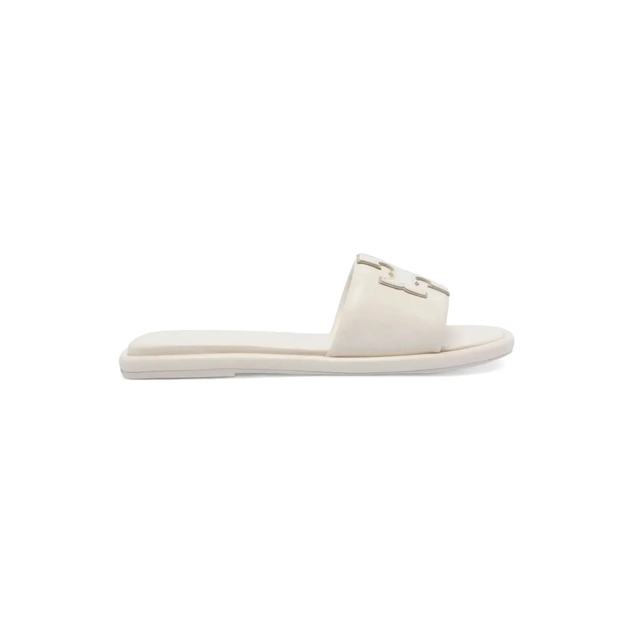 Tory Burch Double T Sport Slide Sandals Light Cream Gold (79985-100)