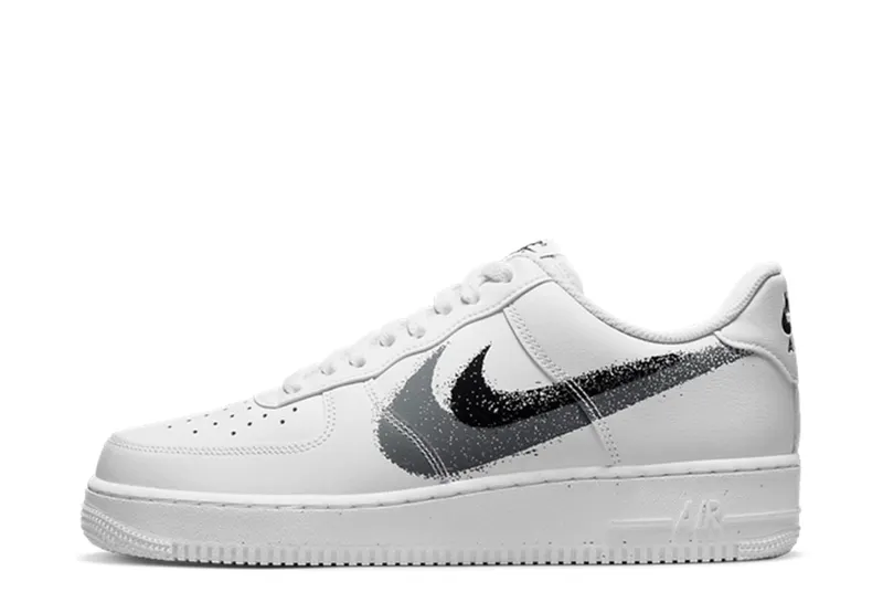 Nike Air Force 1 Low ’07 Spray Paint Swoosh White Black Grey (FD0660-100)