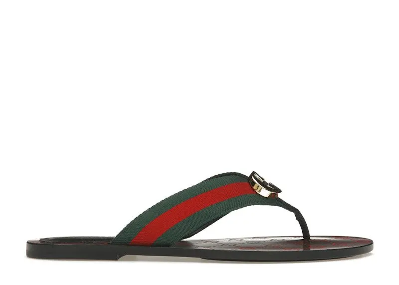 Gucci Web Thong Sandal Black Leather (612138 H9020 8476)