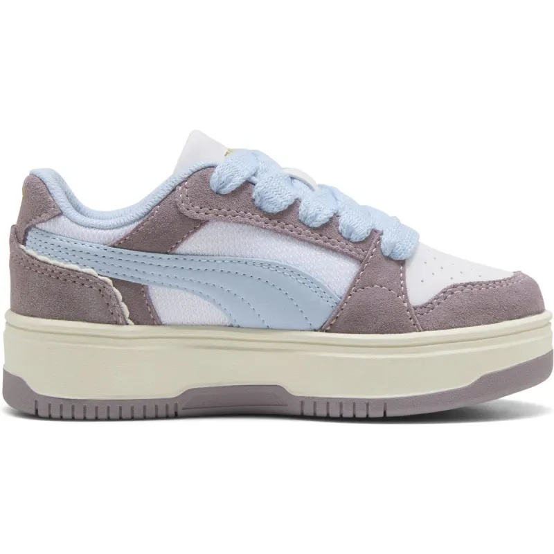 Puma Rebound Femme Memoires Plateau Sneaker Mädchen 01 – PUMA white/haute tropic/plum jam 35 für Kids, weiß, Größe 30 EU (404341)