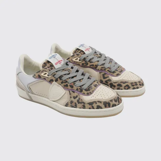 Philippe Model Pgal Suede Low-Top Sneakers with Animal Print Beige (PGLDAXE1)