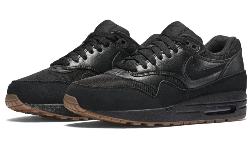Nike Air Max1 Essential Black Black-Gum Medium Brown (W) (599820-020)