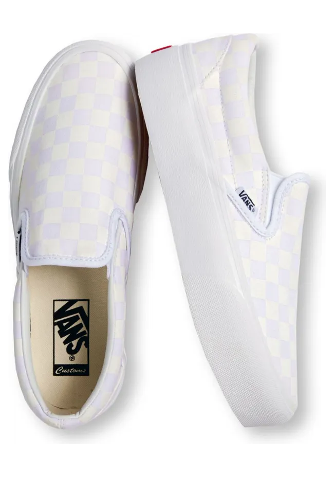 VANS Gepersonaliseerde White Checkerboard Slip-on Platform Wit (VN0A3CST738)
