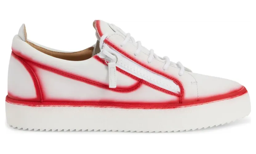 Giuseppe Zanotti Frankie Sneakers mit Ziernähten und doppeltem Reißverschluss – Weiß (RM40032003)