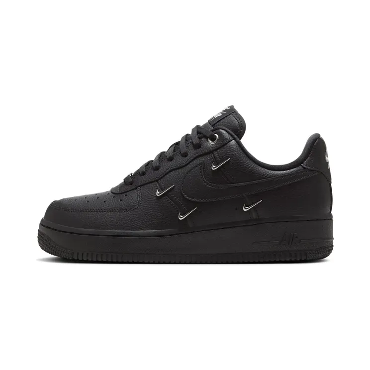 Nike Air Force 1 Low ’07 LX Black Silver Mini Swoosh “Black / Metallic Silver” (HQ1180-001)