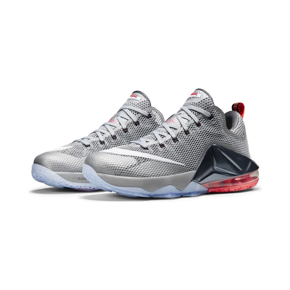 Nike LeBron 12 Low Earned Wolf Grey/White-Dark Grey-Hot Lava (724557-014)