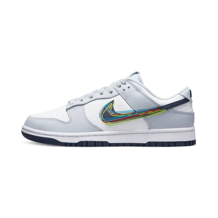 Nike Dunk Low 3D Swoosh “White / Volt / Football Grey / Blackened Blue” (DV6482-100)