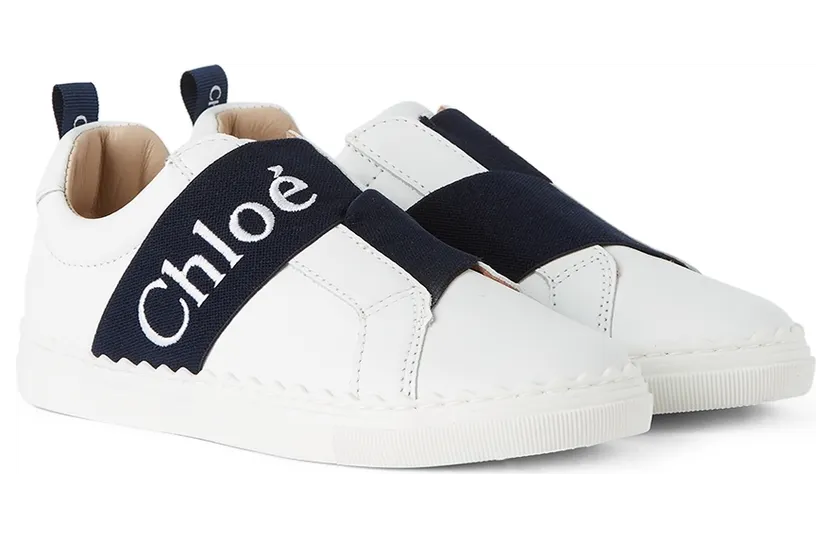 Chloé Kids White Leather Lauren Sneakers (C19143) (4)