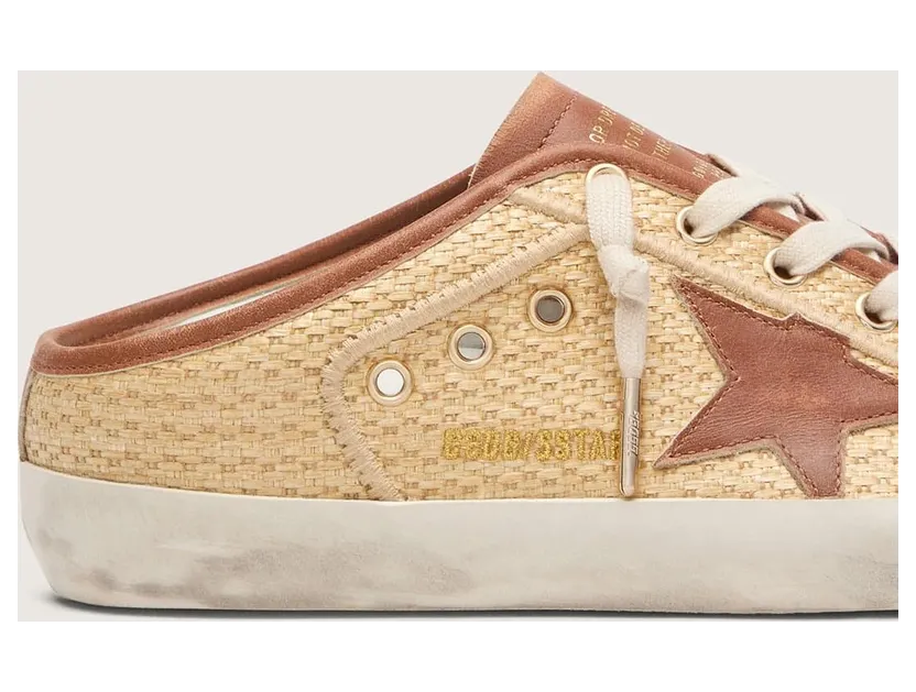 Golden Goose Women’S Super-Star Sabots In Raffia With Brick-Red Star (GWF01098.F008497.15319) (4)