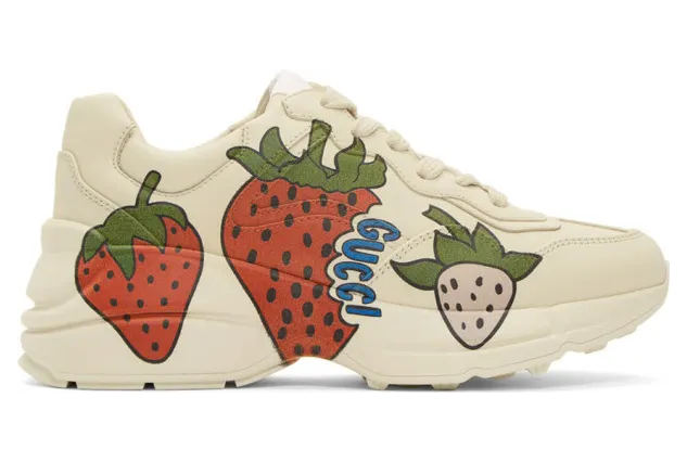 Gucci Off-White Strawberry Rhyton Sneakers (576963 DRW00)