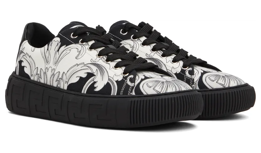 Versace Black & White Canvas Sneakers (DSU8404 1A04268) (4)