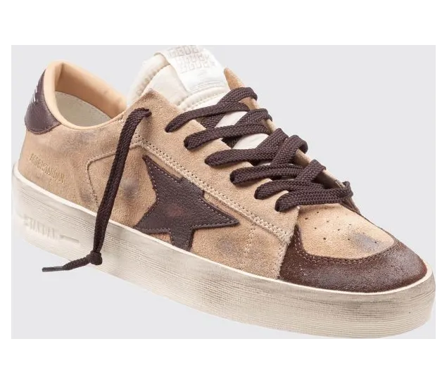 Golden goose Stardan Suede Calfskin Trainers with Bicolour Design Beige (GMF00128F00851481868)
