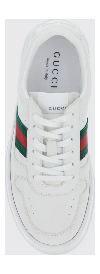 Gucci Low-Top Platform Sneakers in Leather with Web Stripe White (848317UPG409064) (3)