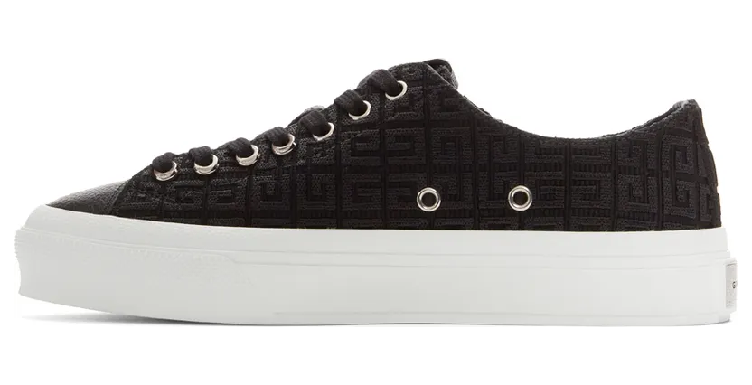 Givenchy Black 4G Jacquard City Low Sneakers (BE001NE19R001) (3)