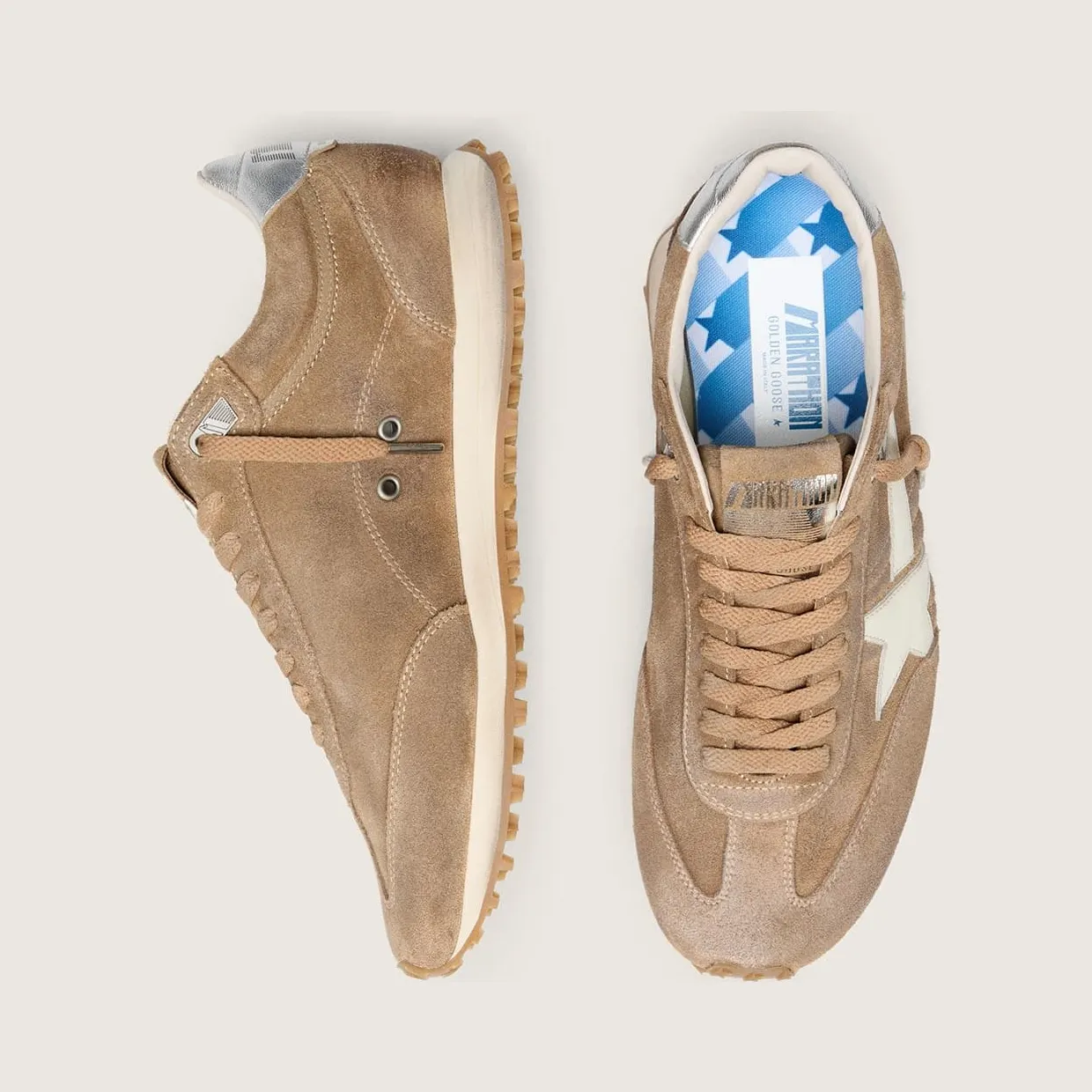 Golden Goose Men’S Marathon In Tobacco Suede With White Star (GMF01071.F008445.55777) (3)