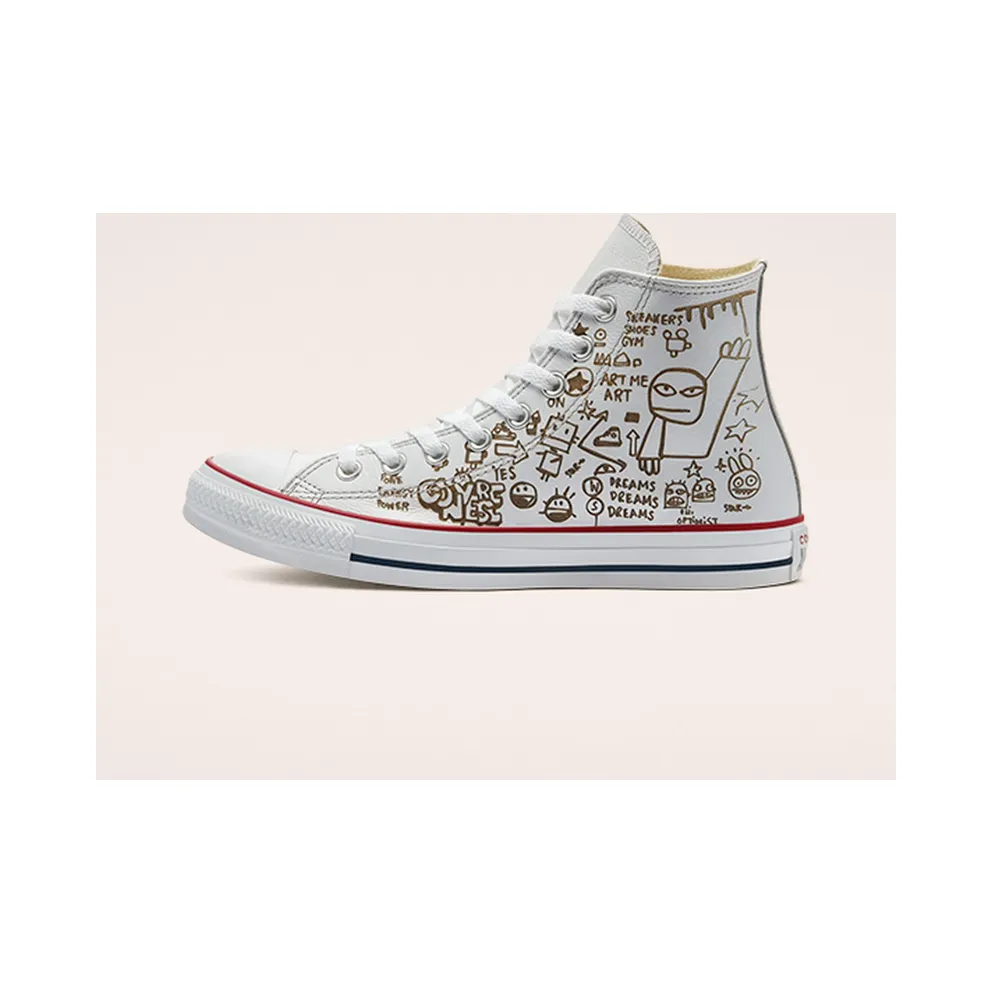 Converse Distressed Graffiti Chuck Taylor All Star High Top White Graffiti Smoke In (169926C)