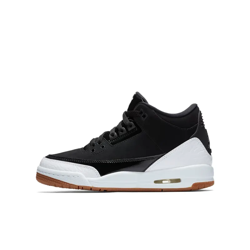 Jordan 3 Retro Black White Gum (GS) Black/White-Gum Medium Brown (441140-022)