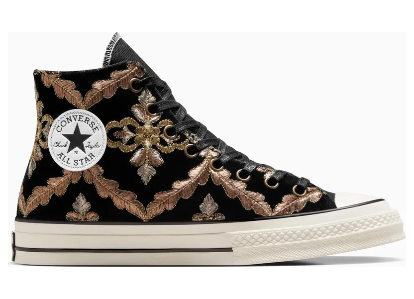 Converse Chuck 70 LTD Black Velvet & Gold Flowers Black Velvet Flowers (A14882C)