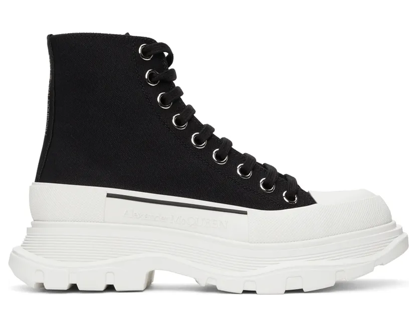 Alexander McQueen Black & White Tread Slick High Sneakers (611706W4MV2) (6)