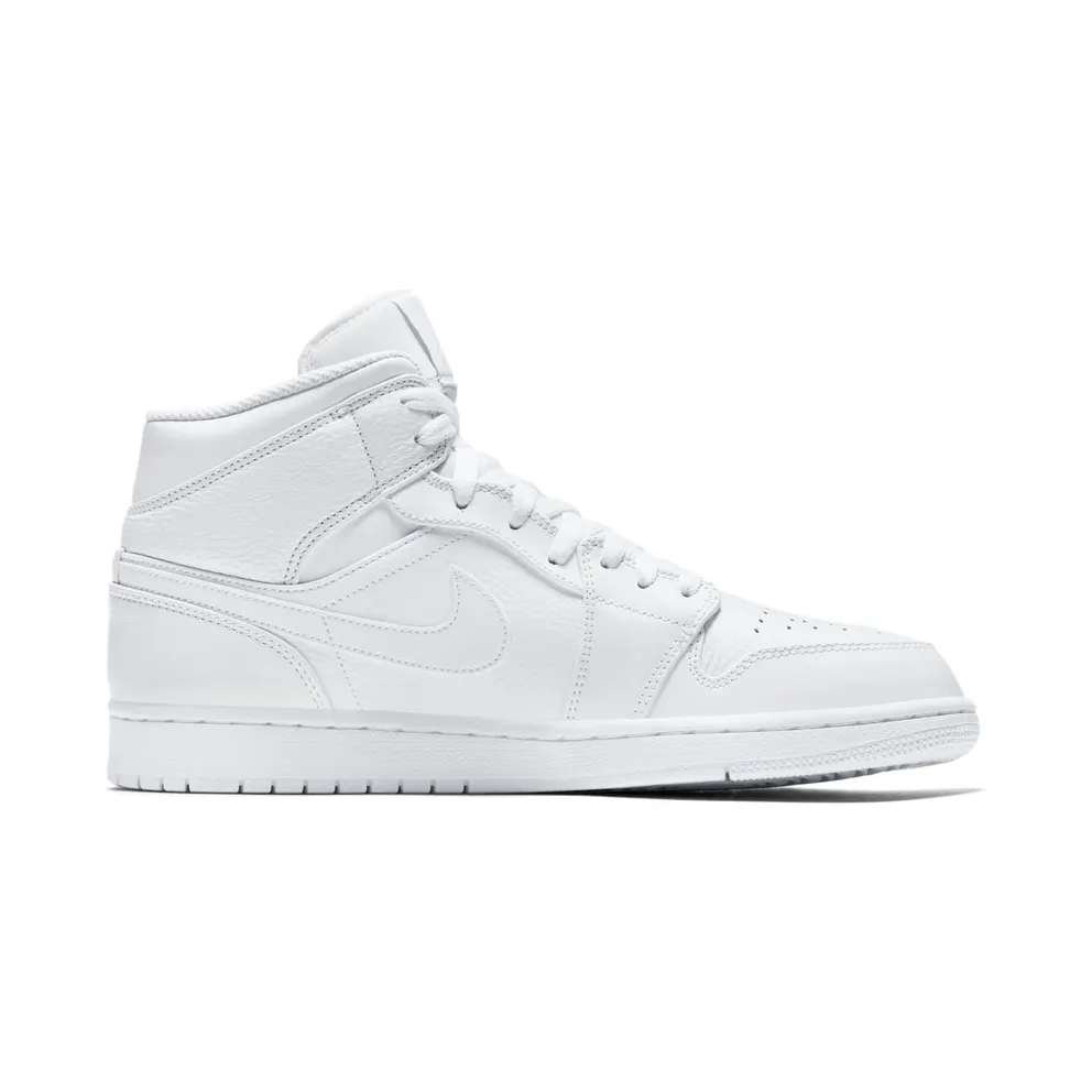 Jordan 1 Mid Triple White (2018) White/White-Pure Platinum (554724-109)