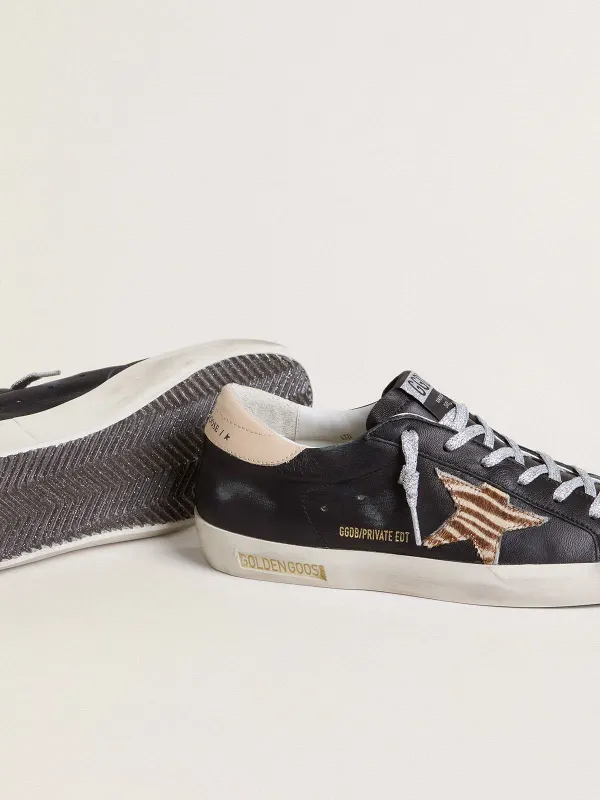 Golden Goose Women’S Super-Star In Black Nappa Leather With Zebra-Print Pony Skin Star And Beige Leather Heel Tab (GWF00101.F005596.90441) (3)