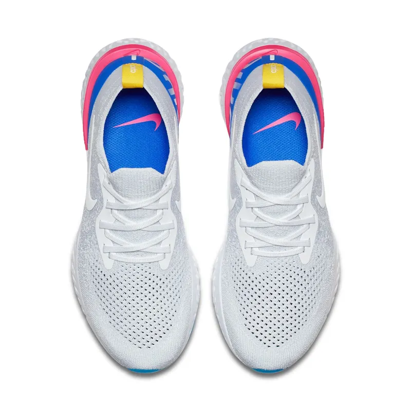 Nike Epic React Flyknit White Racer Blue Pink Blast (W) White/White-Racer Blue-Pink Blast (AQ0070-101)
