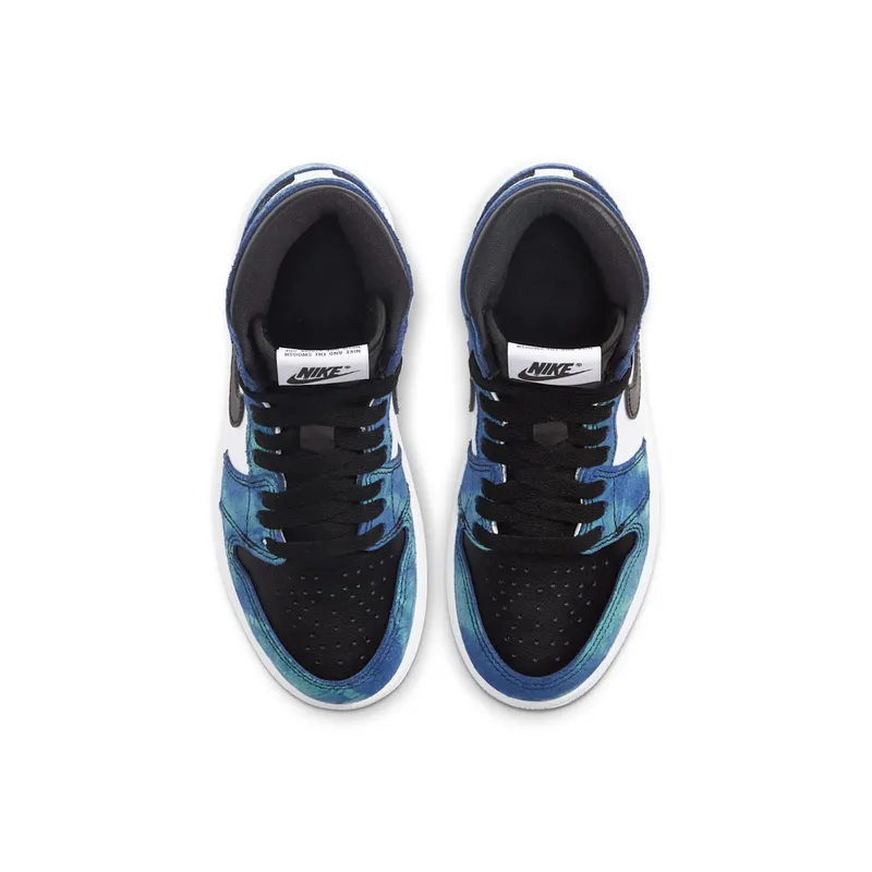 Jordan 1 Retro High Tie Dye (PS) White/Black-Aurora Green (CU0449-100)