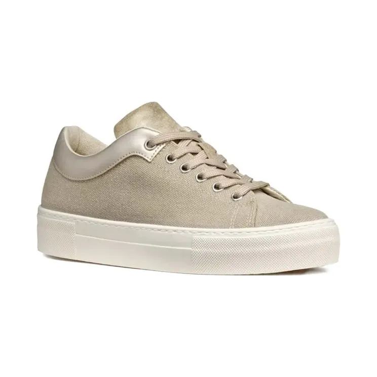 Geox Claudin A sneakers met metallic vlak en plateauzool – Beige (D35VWA01054)