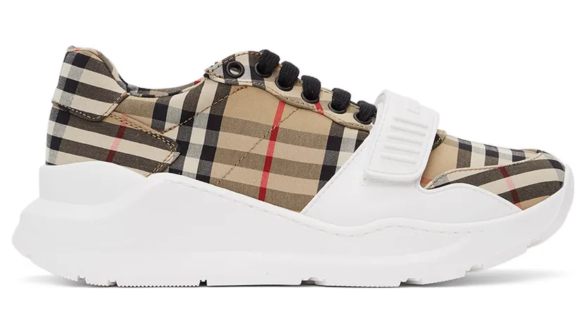 Burberry Beige Check Regis Sneakers (8020282)