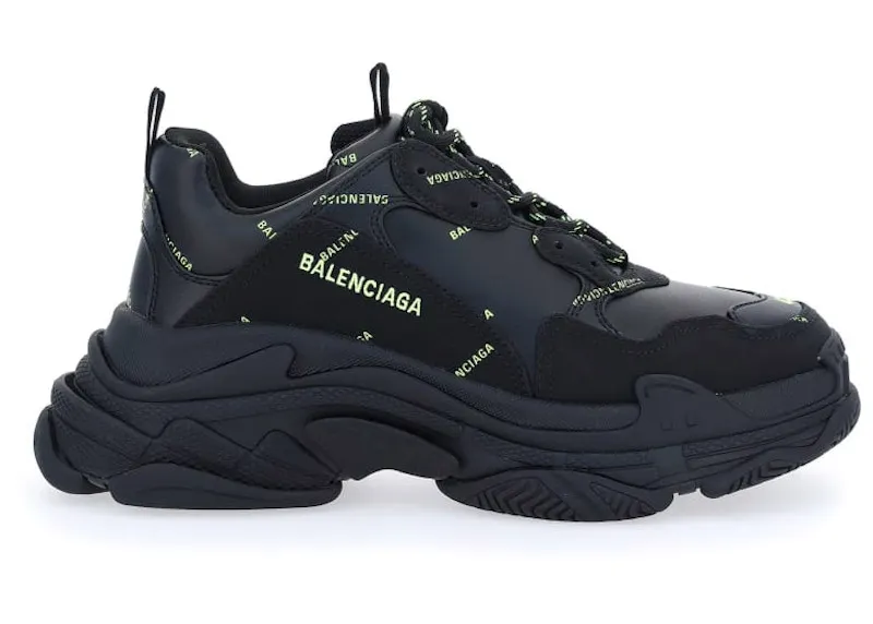 Balenciaga Triple S Allover Logo Black Green (536737W2FA11070)