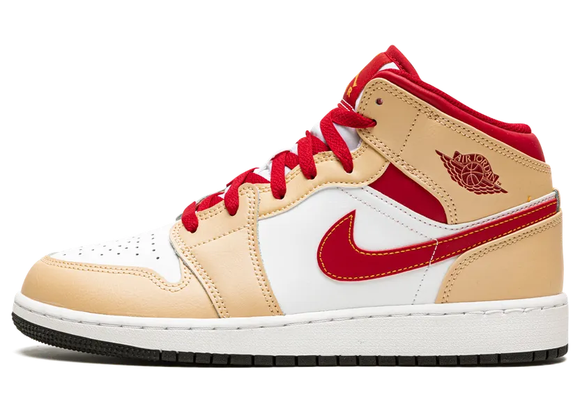 Air Jordan 1 Mid Beige White Red (554724-201)