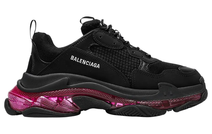 Balenciaga Black and Pink Triple S Sneakers (541624-W2FR1-1053)