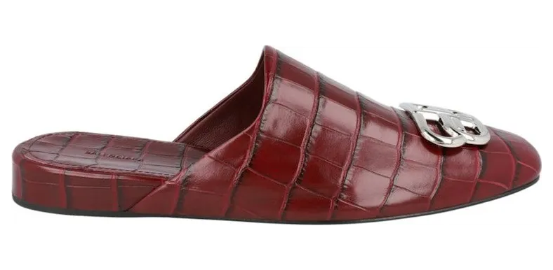 Balenciaga Croc Embossed Leather Cosy BB Mule Dark Red (601218W-A9D6-6081)