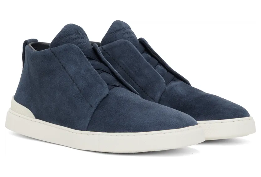 Ermenegildo Zegna Taupe Suede Triple Stitch Sneakers (LHNIP-A5237X) (4)